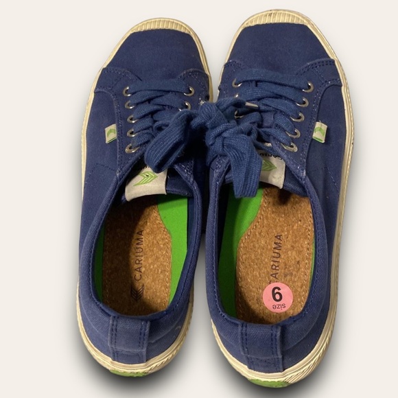 Caprium Navy Lace-Up Sneakers Canvas Tennis Shoes - Picture 3 of 6